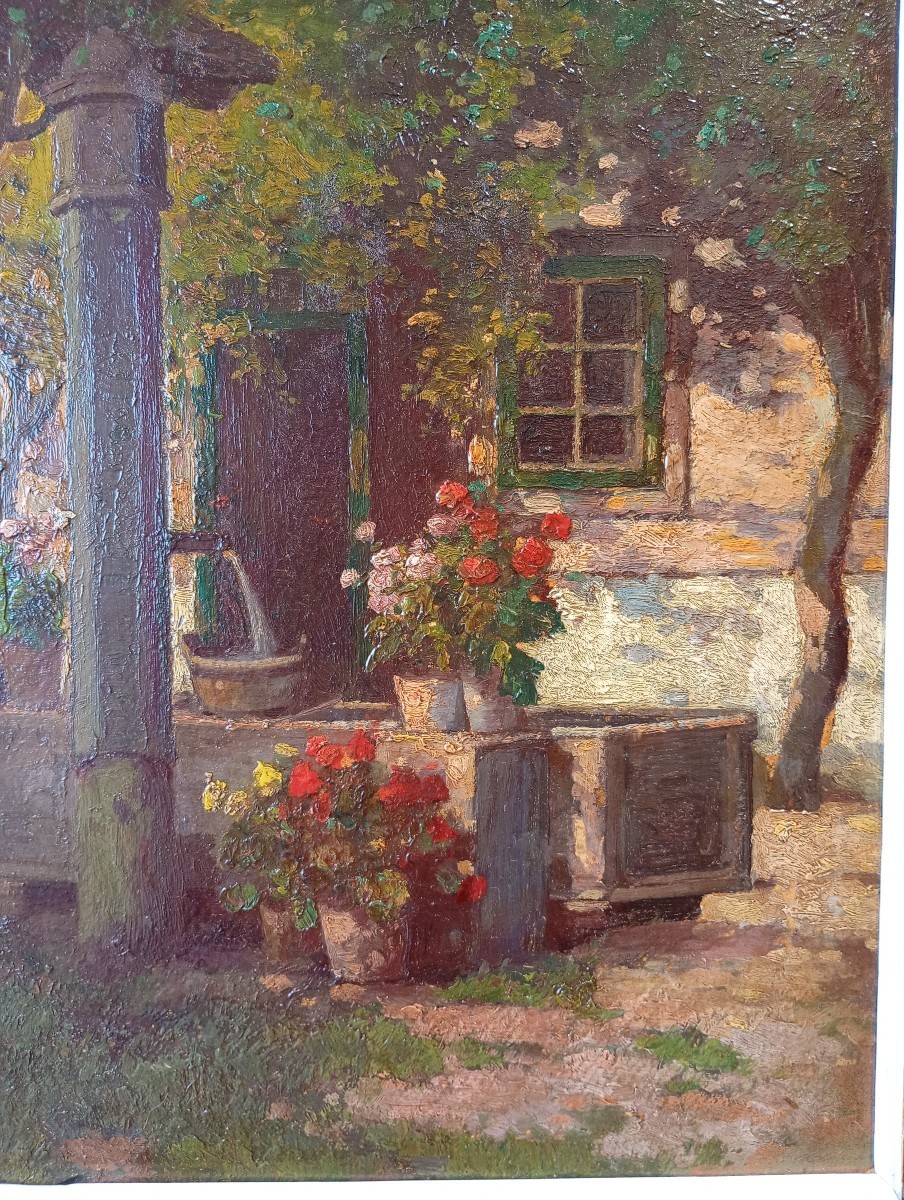 Konstantin Stoitzner (1863-1934). House And Flower Garden, Austria-photo-3