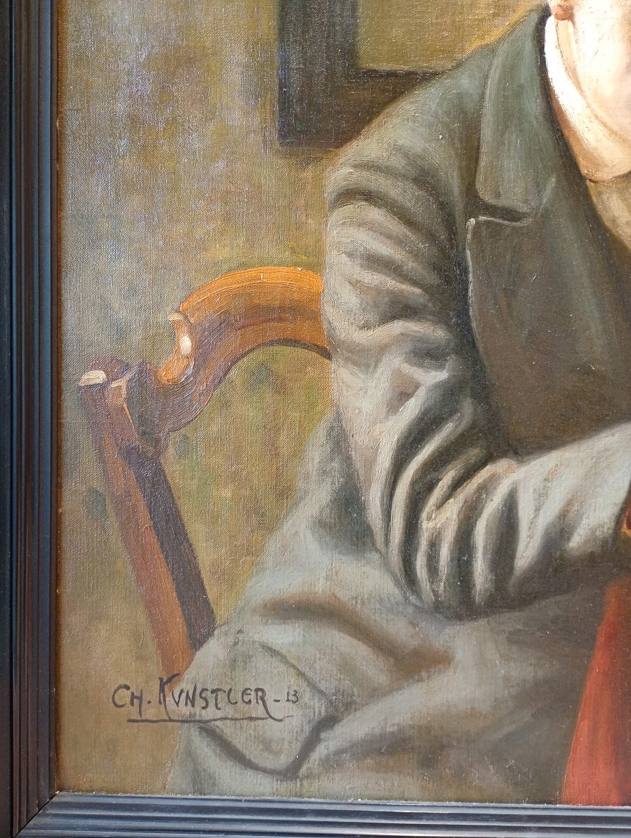 Self-portrait Reading, 1913. Charles Kunstler (1887-1977)-photo-3