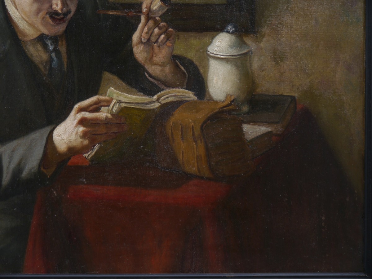 Autoportrait à la lecture 1913. Charles Kunstler (1887-1977)-photo-1