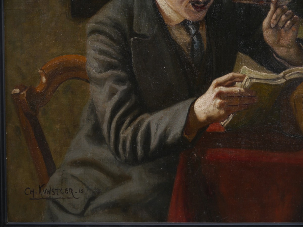 Autoportrait à la lecture 1913. Charles Kunstler (1887-1977)-photo-2