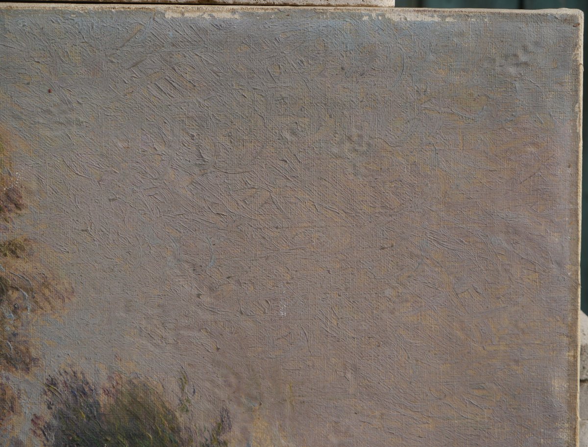 Joseph DELATTRE (1858-1912). Paysage animé et rivière-photo-3