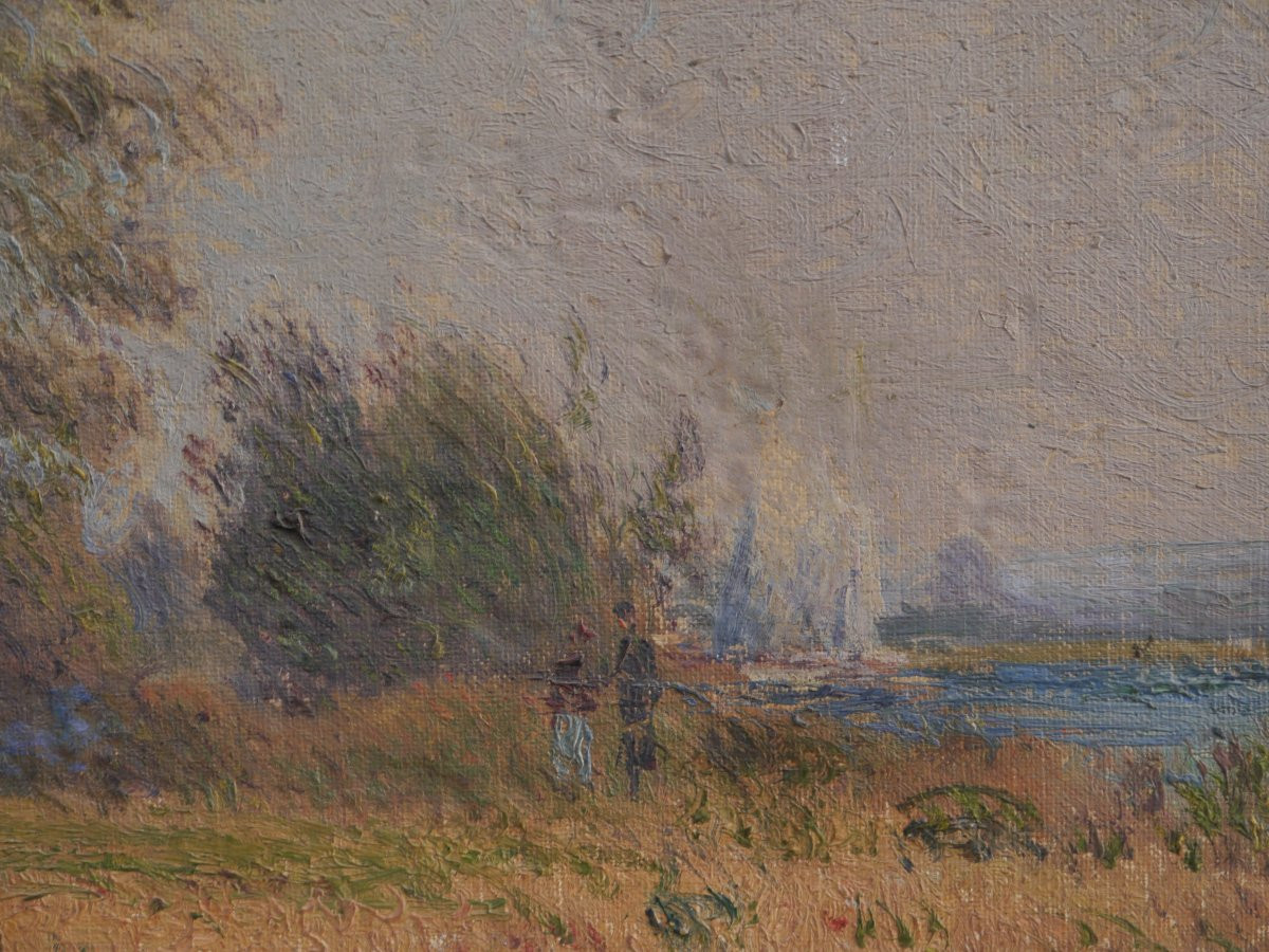 Joseph DELATTRE (1858-1912). Paysage animé et rivière-photo-2