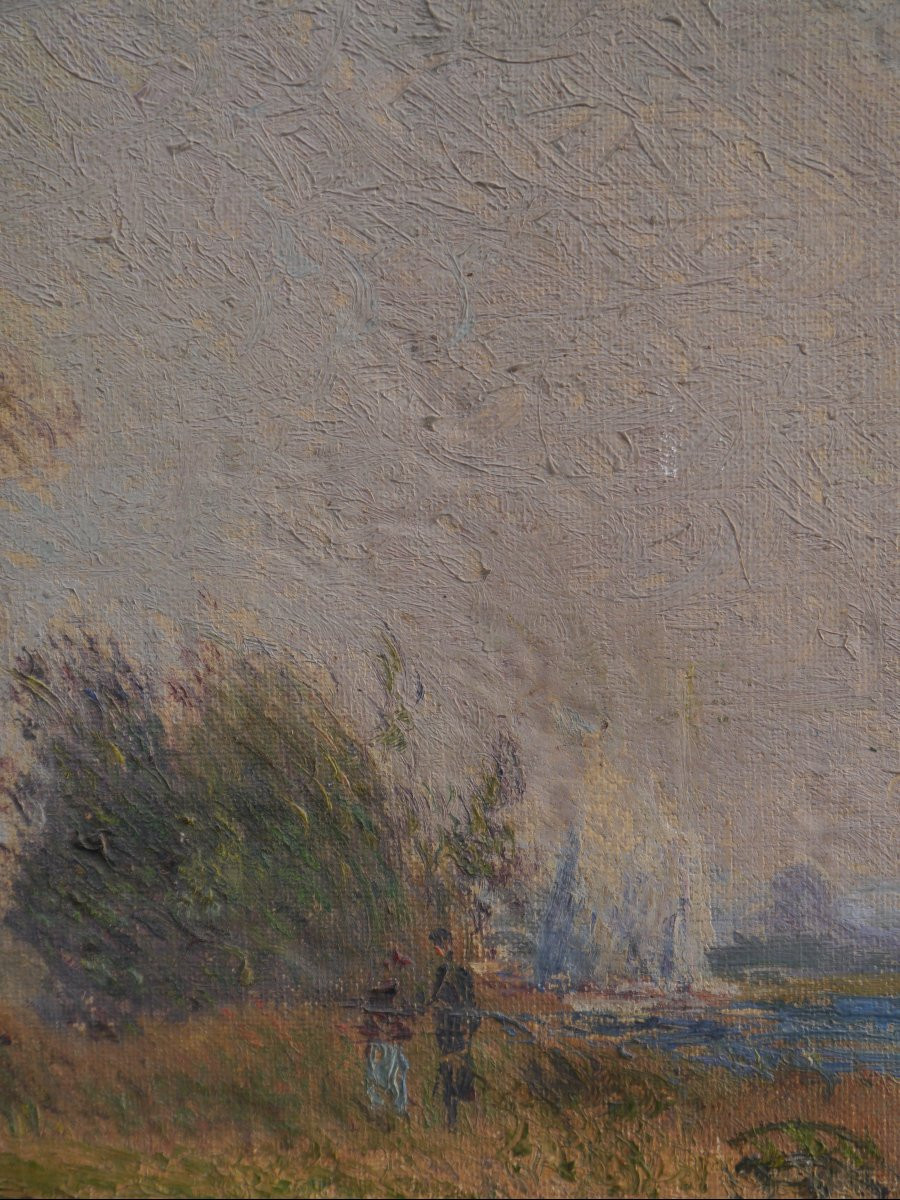 Joseph DELATTRE (1858-1912). Paysage animé et rivière-photo-5