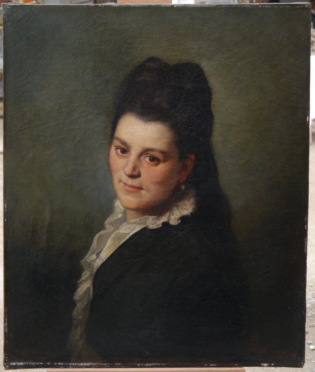 Portrait de femme souriant 1875. Lionel ROYER (1852-1926)-photo-2