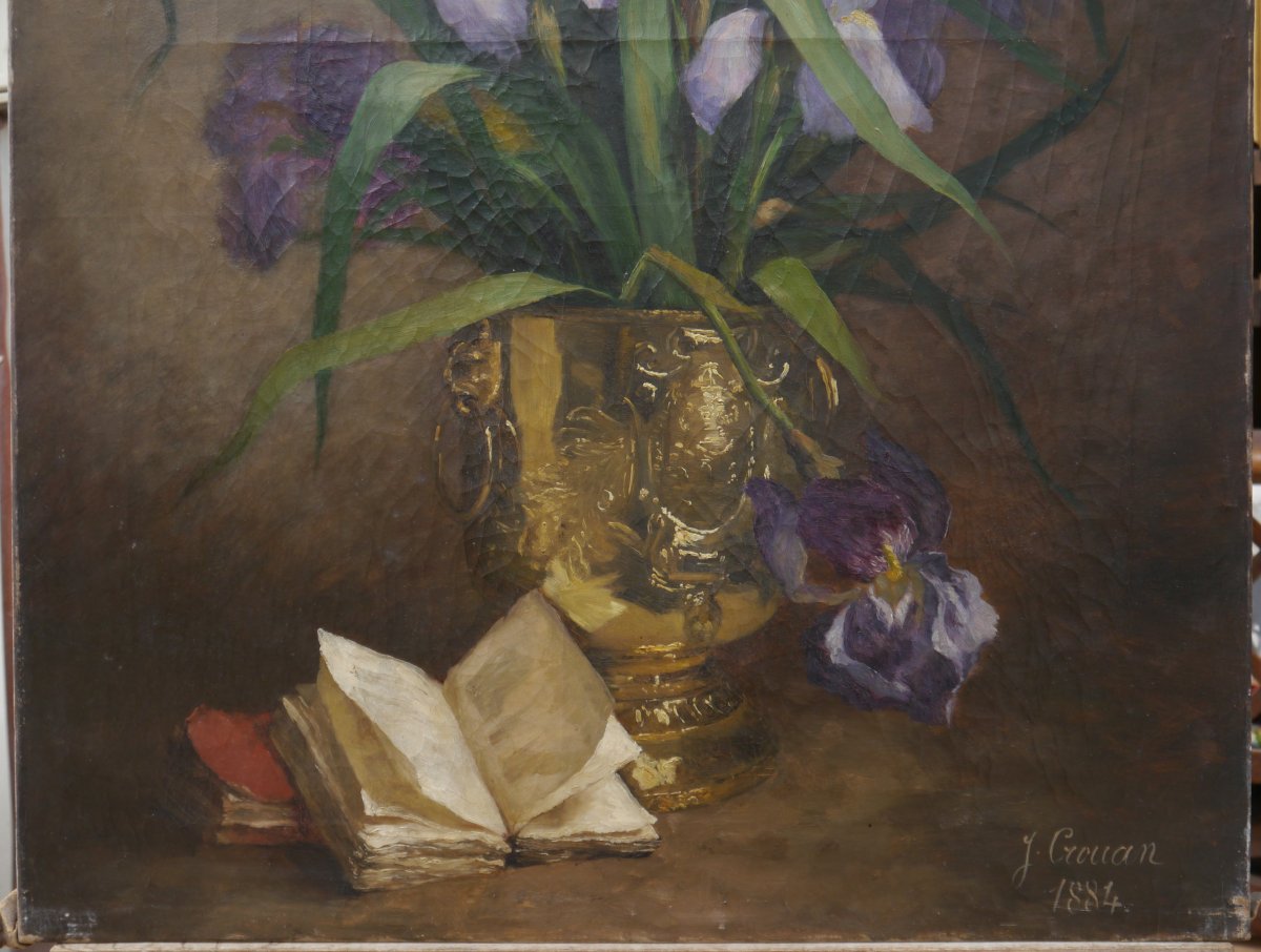 Large Bouquet Of Iris 1884. Julie Crouan (xix)-photo-3