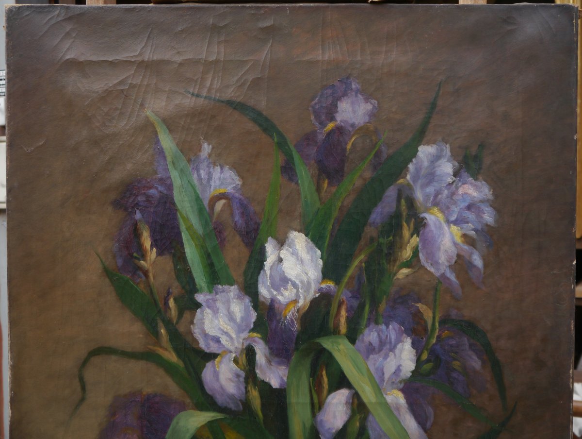 Large Bouquet Of Iris 1884. Julie Crouan (xix)-photo-3