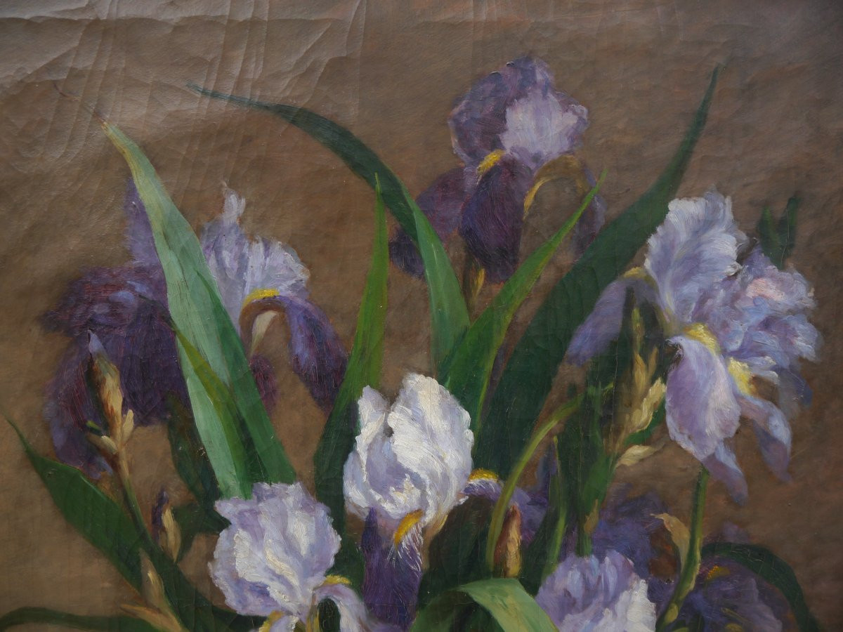 Large Bouquet Of Iris 1884. Julie Crouan (xix)-photo-1