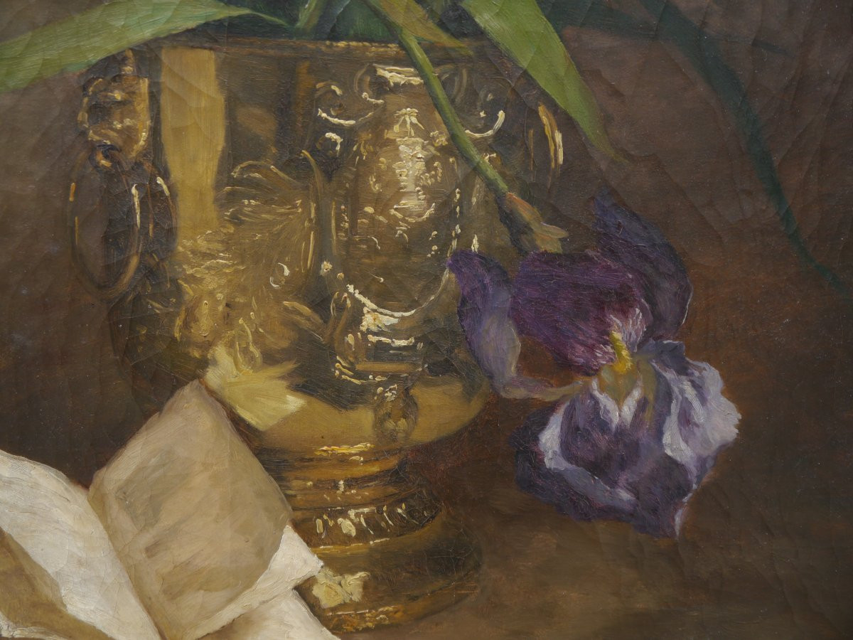 Large Bouquet Of Iris 1884. Julie Crouan (xix)-photo-3