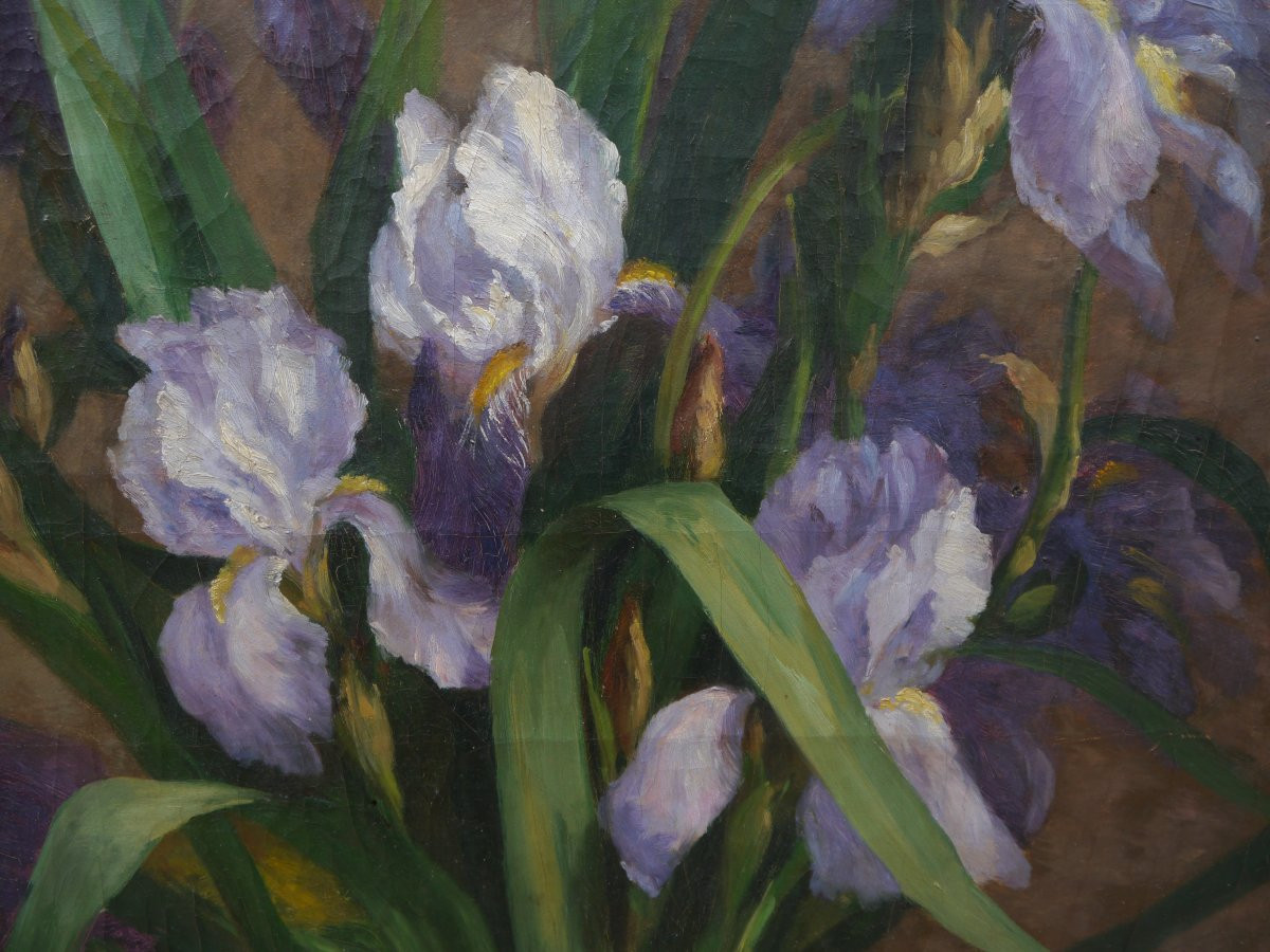 Large Bouquet Of Iris 1884. Julie Crouan (xix)-photo-3