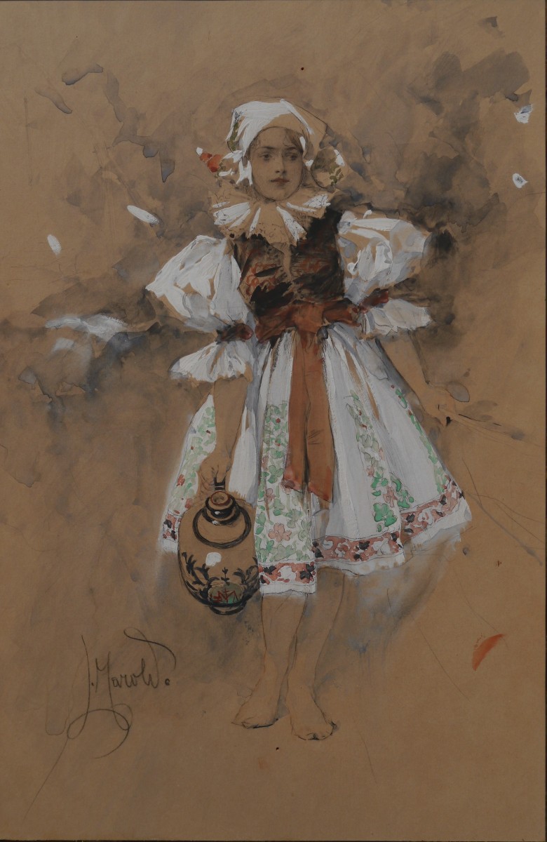 Ludwig Marold (1865-1898). Young Girl In Traditional Czech Costume