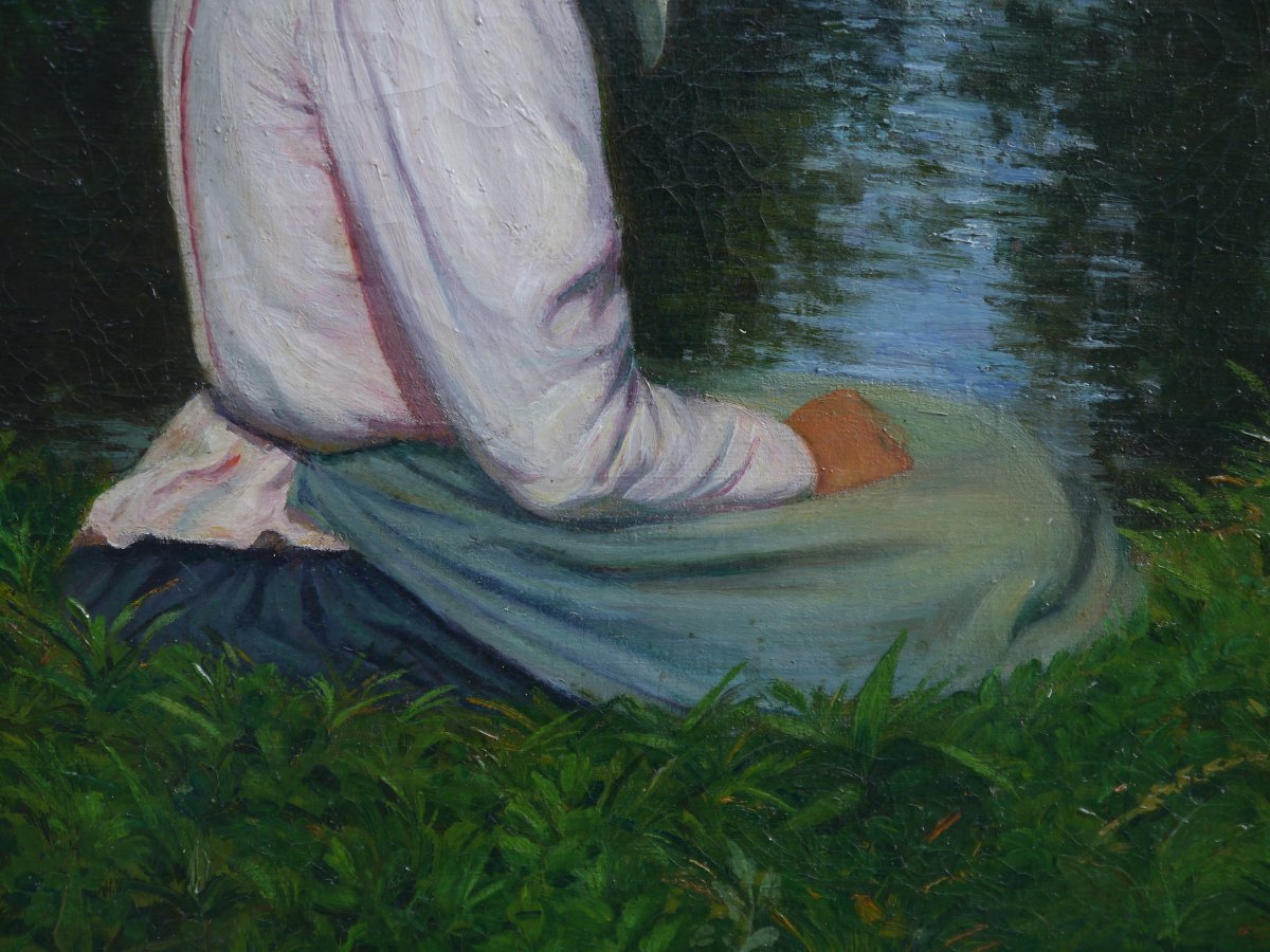 Jeune femme au bord de la rivière, 1900. Charles Nauert XIX-XXè-photo-5