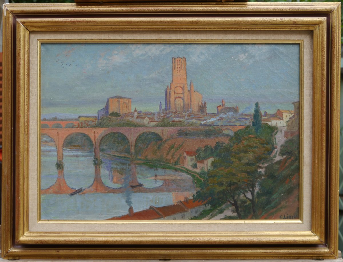 Charles LIOZU (1866-1948), Vue d'Albi avec un train vapeur-photo-2