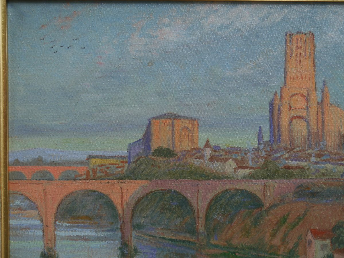 Charles LIOZU (1866-1948), Vue d'Albi avec un train vapeur-photo-3