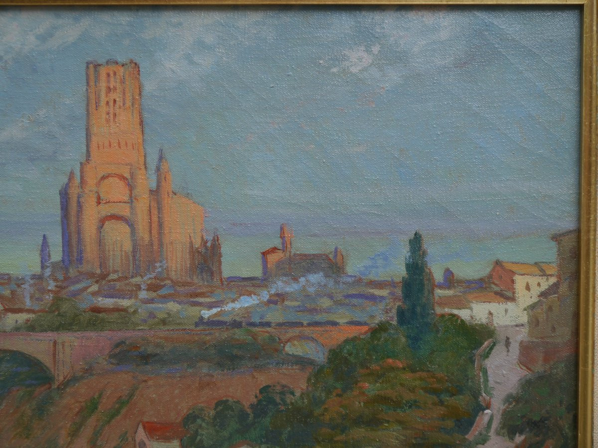 Charles LIOZU (1866-1948), Vue d'Albi avec un train vapeur-photo-4