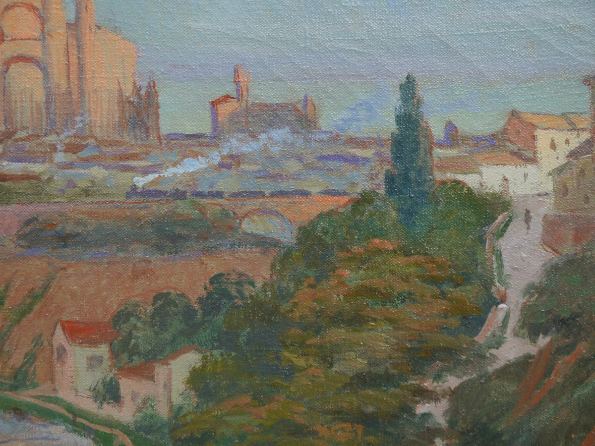 Charles LIOZU (1866-1948), Vue d'Albi avec un train vapeur-photo-4