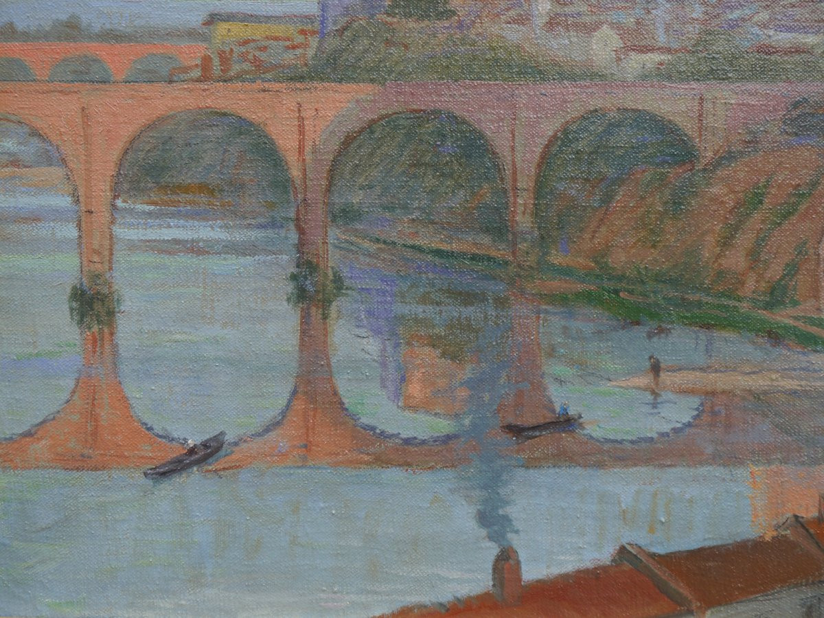 Charles LIOZU (1866-1948), Vue d'Albi avec un train vapeur-photo-5