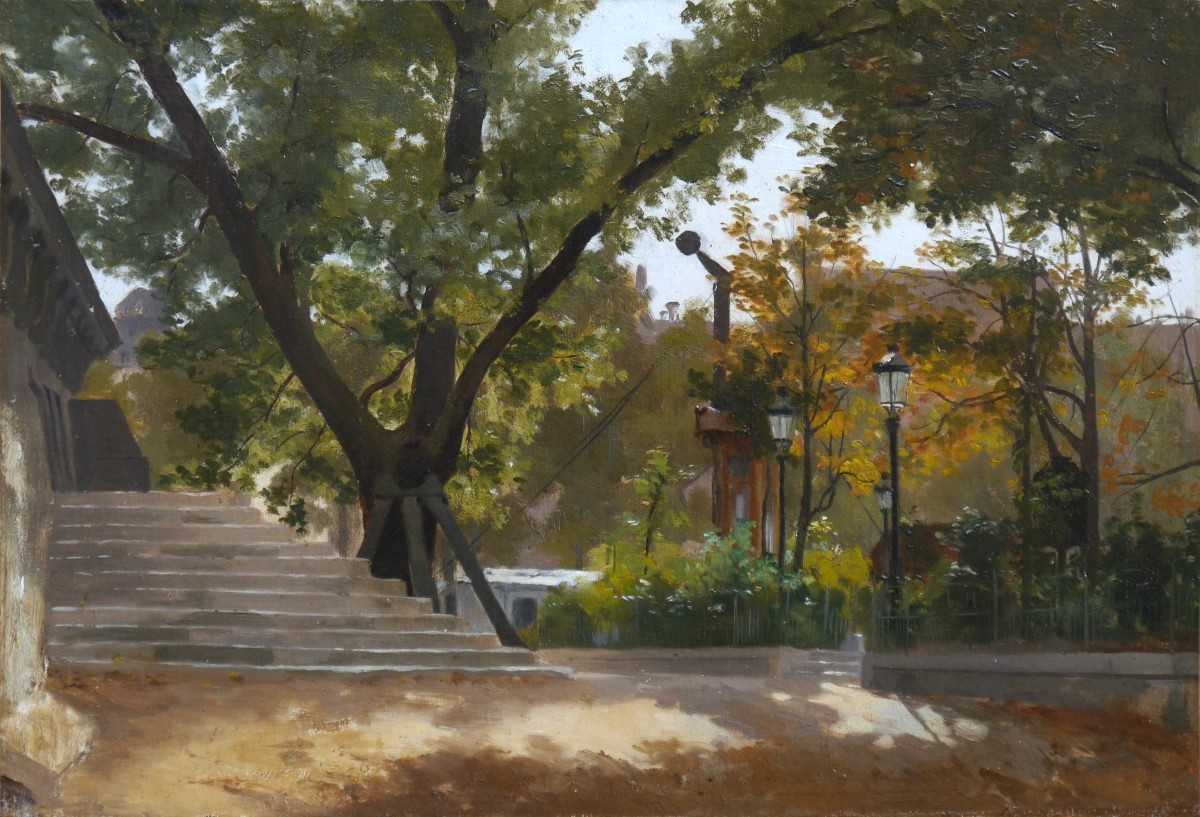 Paris, le square du Vert-Galant. Ecole française vers 1900