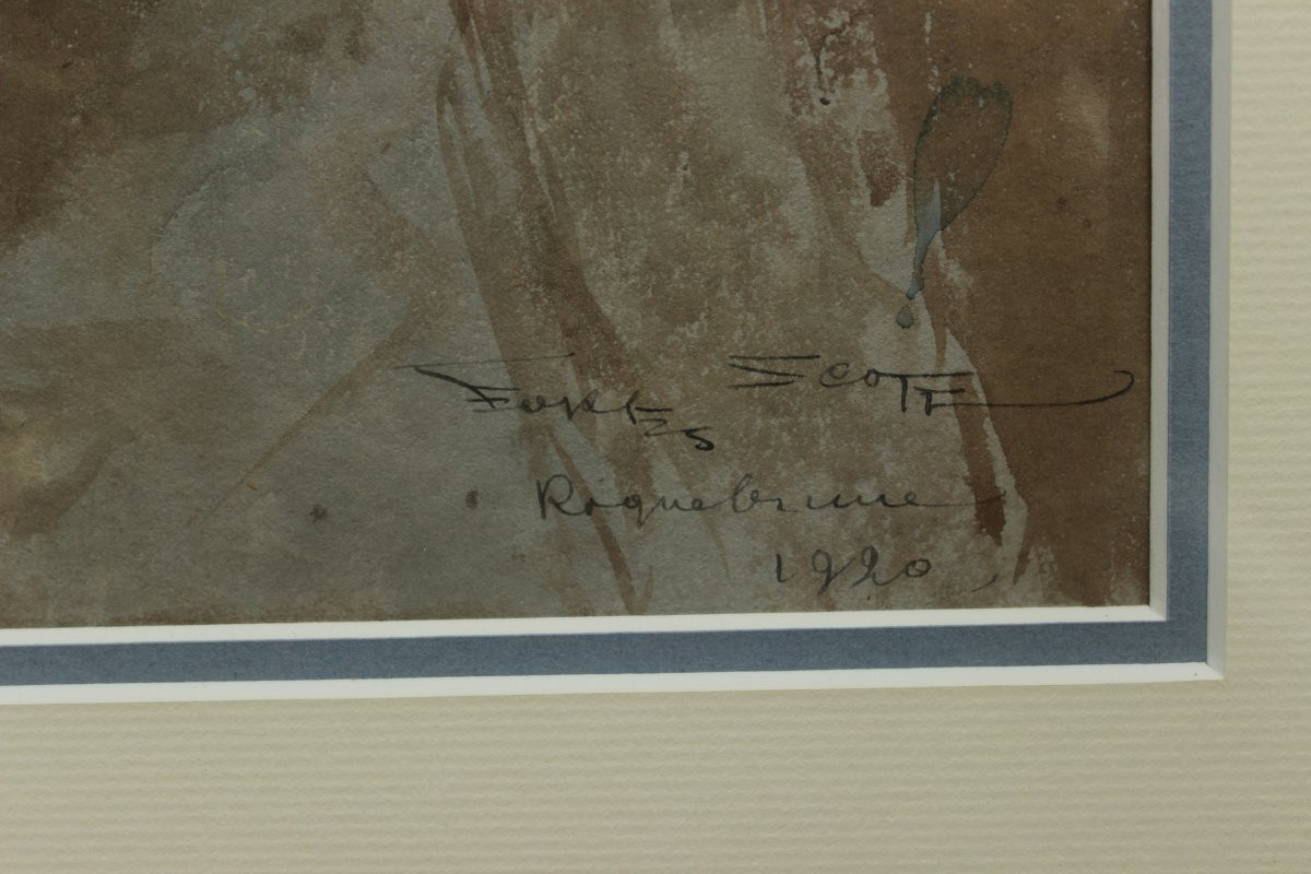 Roquebrune-cap-martin, Old Monte-carlo Castle, Watercolor. Georges Scott (1873-1942)-photo-3