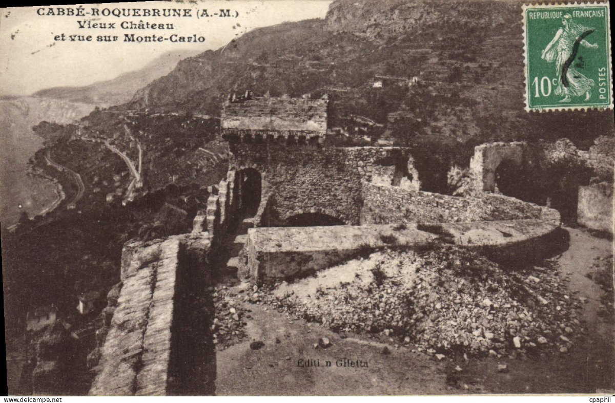 Roquebrune-cap-martin, Old Monte-carlo Castle, Watercolor. Georges Scott (1873-1942)-photo-5