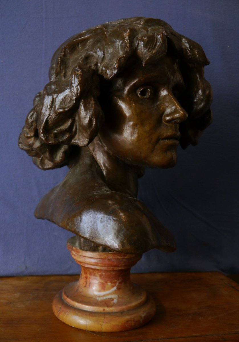 Young Man's Head, Bronze. Pierre Granet (1843-1910)-photo-6