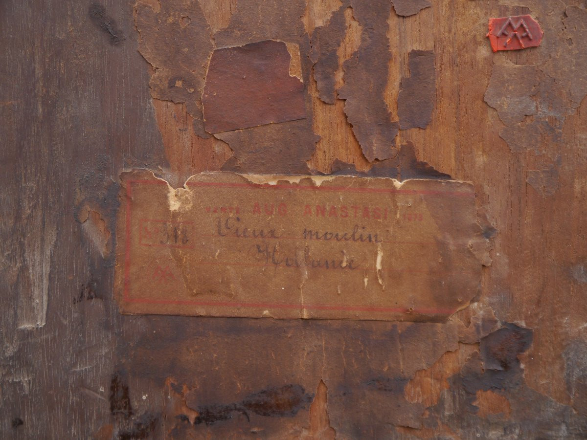 Paysage au moulin, Hollande. Auguste ANASTASI (1820-1889)-photo-5