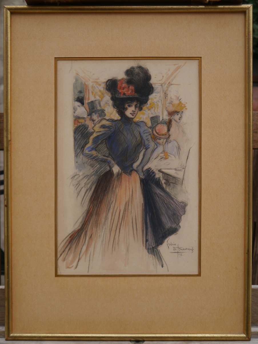 Elegant In A Parisian Café 1898. Lubin De Beauvais (1873-1917)-photo-2