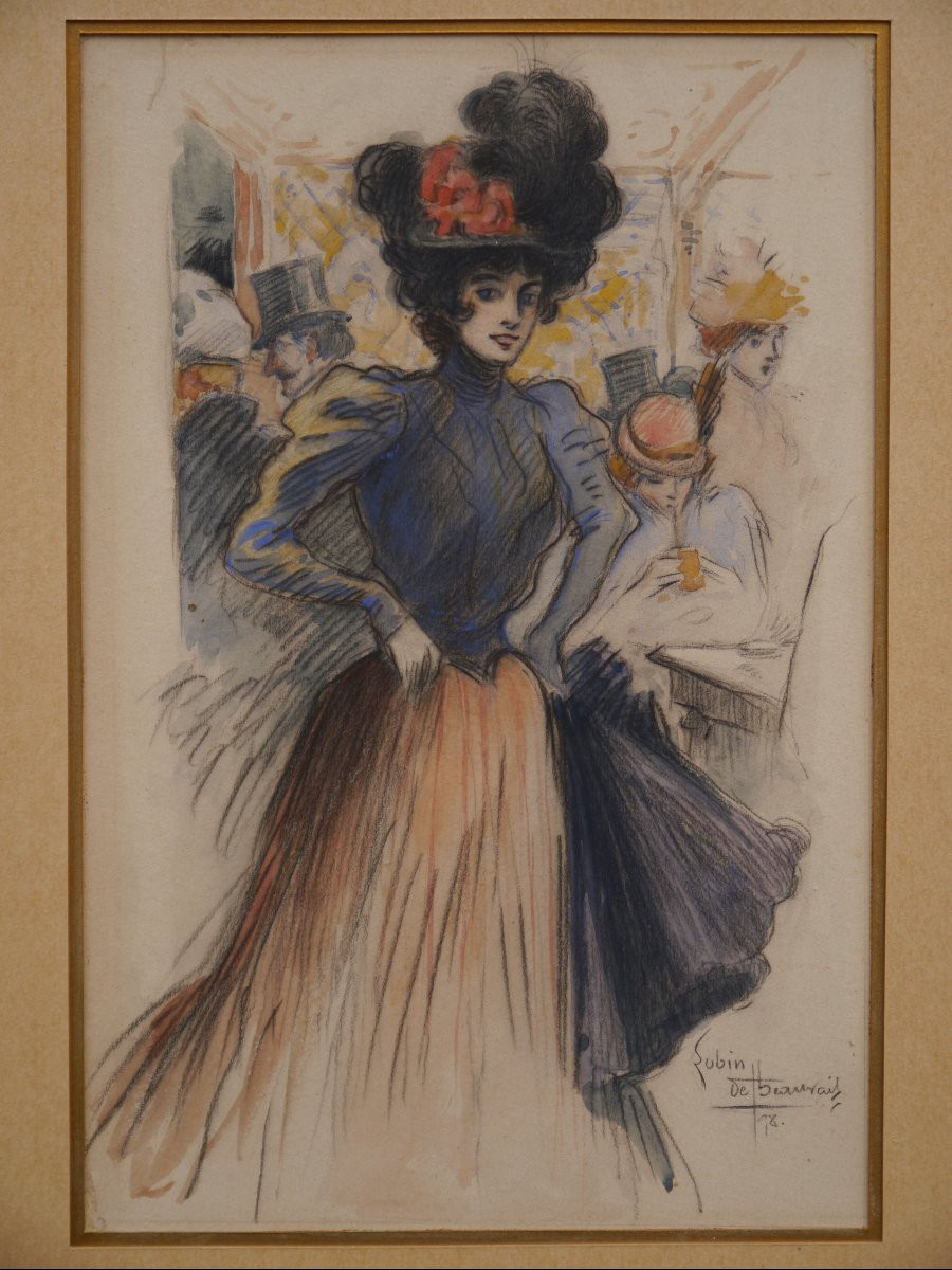 Elegant In A Parisian Café 1898. Lubin De Beauvais (1873-1917)-photo-3