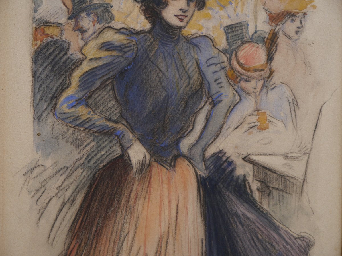 Elegant In A Parisian Café 1898. Lubin De Beauvais (1873-1917)-photo-1