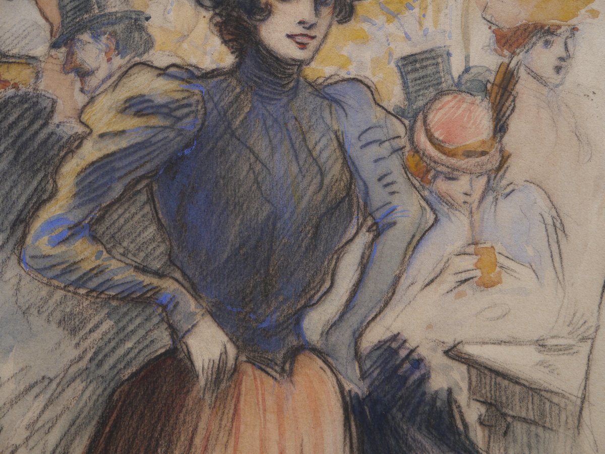 Elegant In A Parisian Café 1898. Lubin De Beauvais (1873-1917)-photo-4