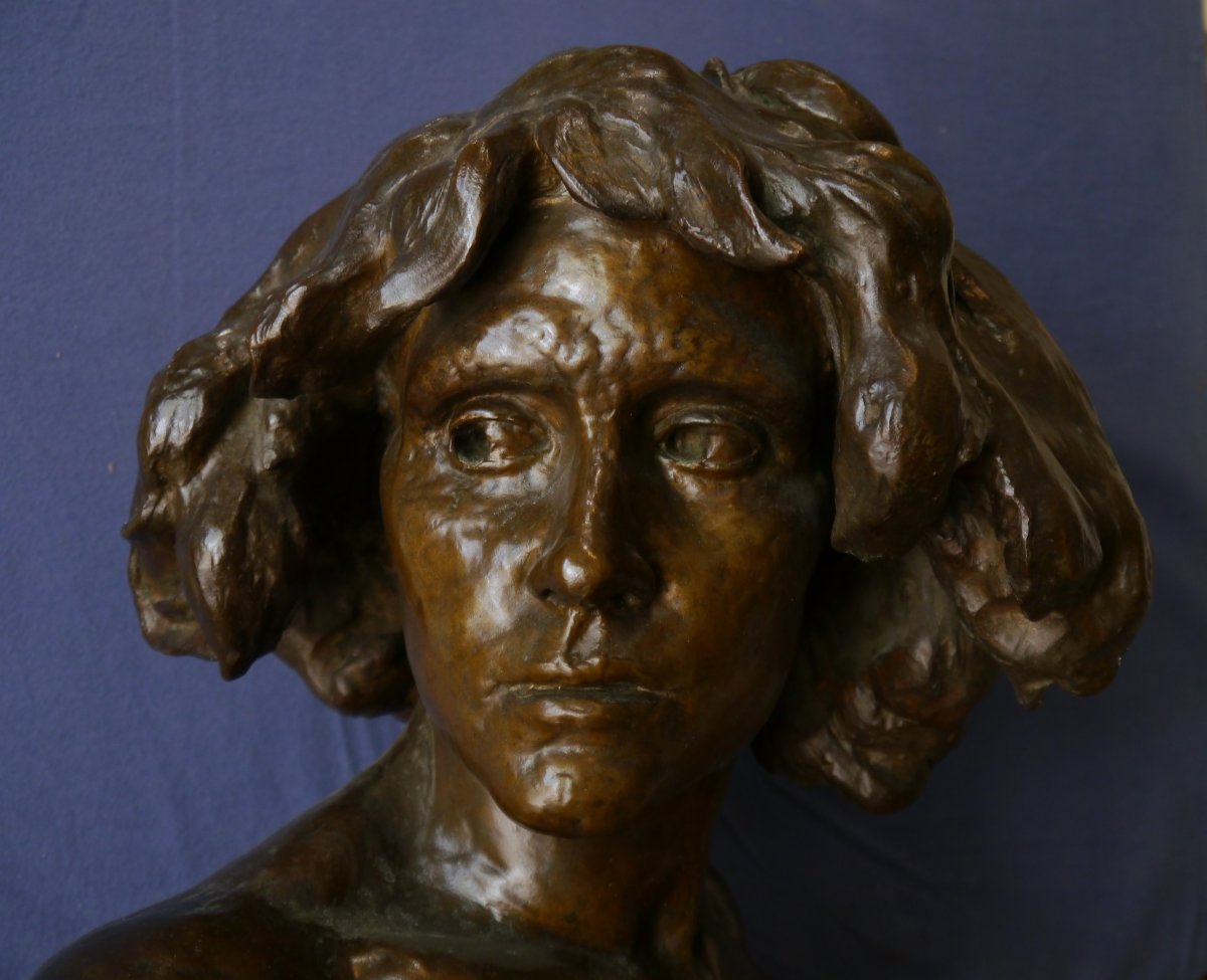 Young Man's Head, Bronze. Pierre Granet (1843-1910)-photo-2