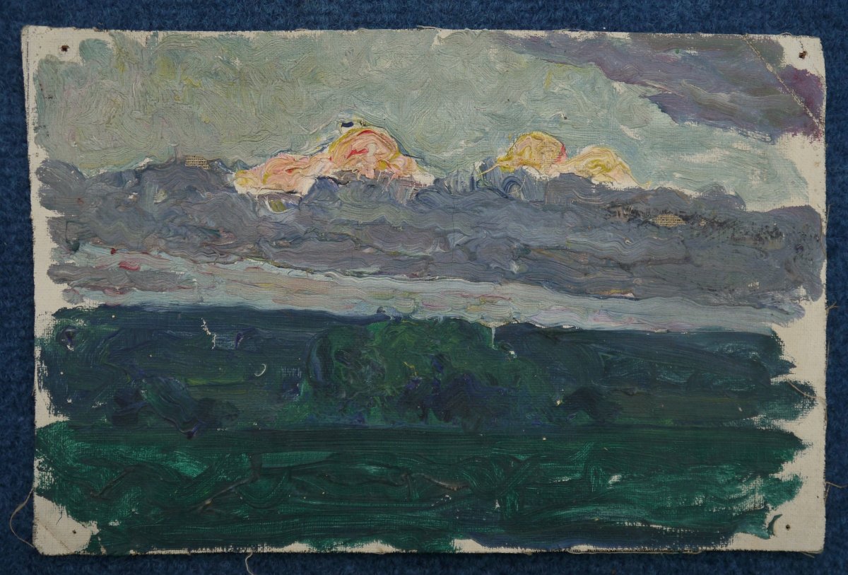 Etude Paysage Ciel Et Nuages _2. Raymond Thibésart (1874-1968)-photo-2