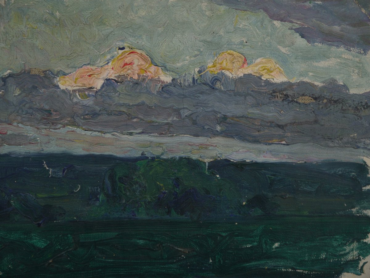 Etude Paysage Ciel Et Nuages _2. Raymond Thibésart (1874-1968)-photo-4