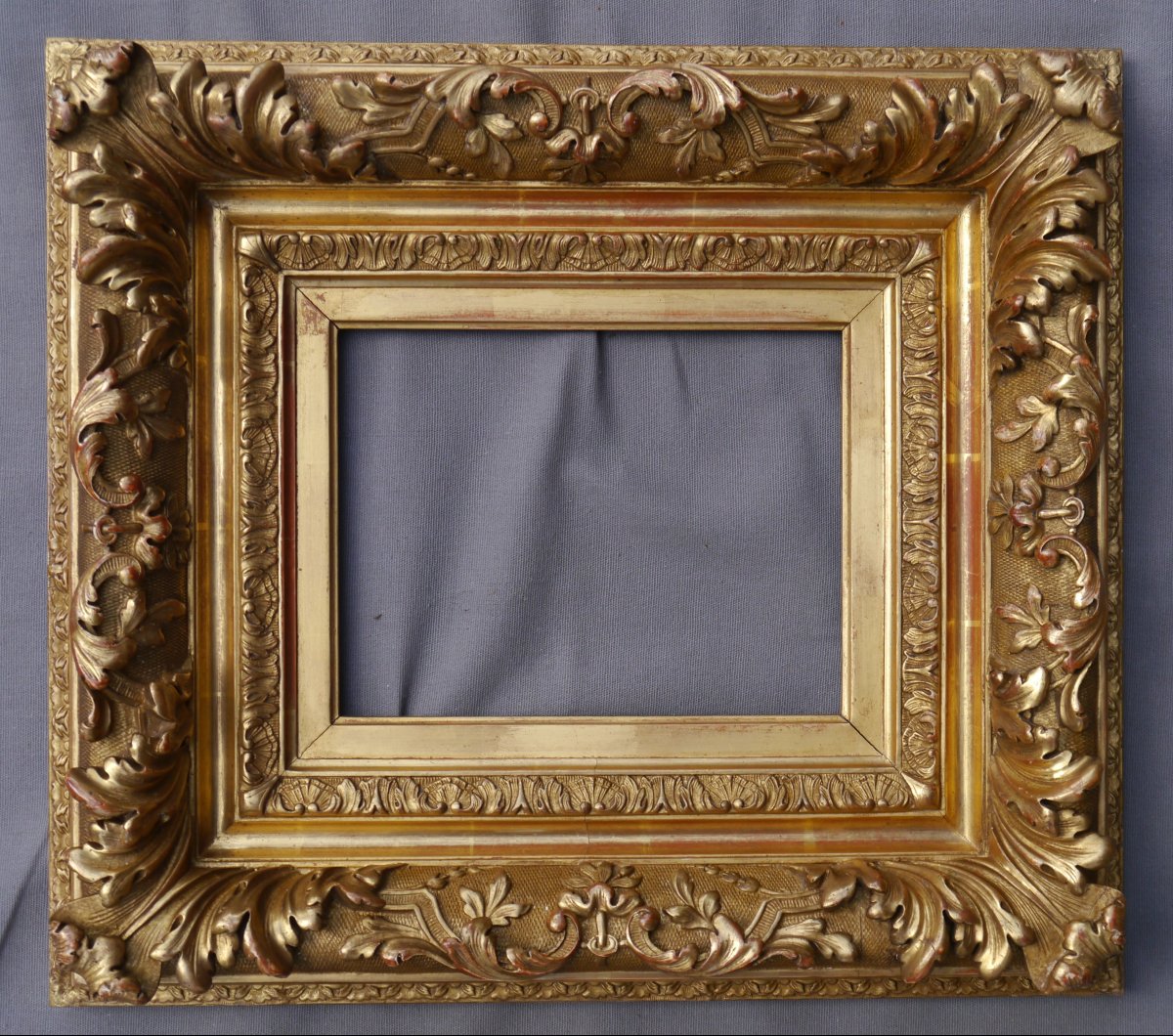 Beau large cadre dor&eacute; XIX &egrave; vue 23,6x18 cm (pour 2F)-photo-2