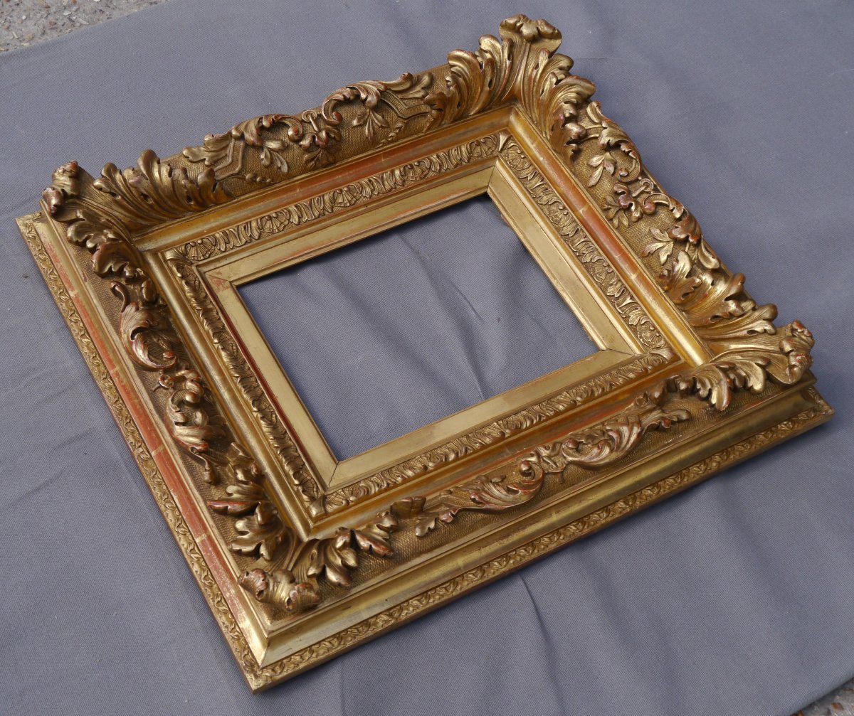 Beau large cadre dor&eacute; XIX &egrave; vue 23,6x18 cm (pour 2F)-photo-1