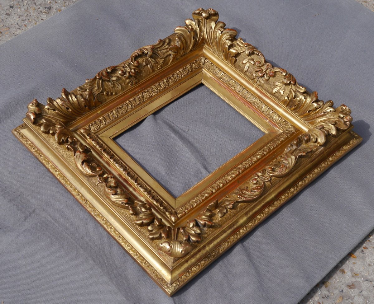 Beau large cadre dor&eacute; XIX &egrave; vue 23,6x18 cm (pour 2F)-photo-2