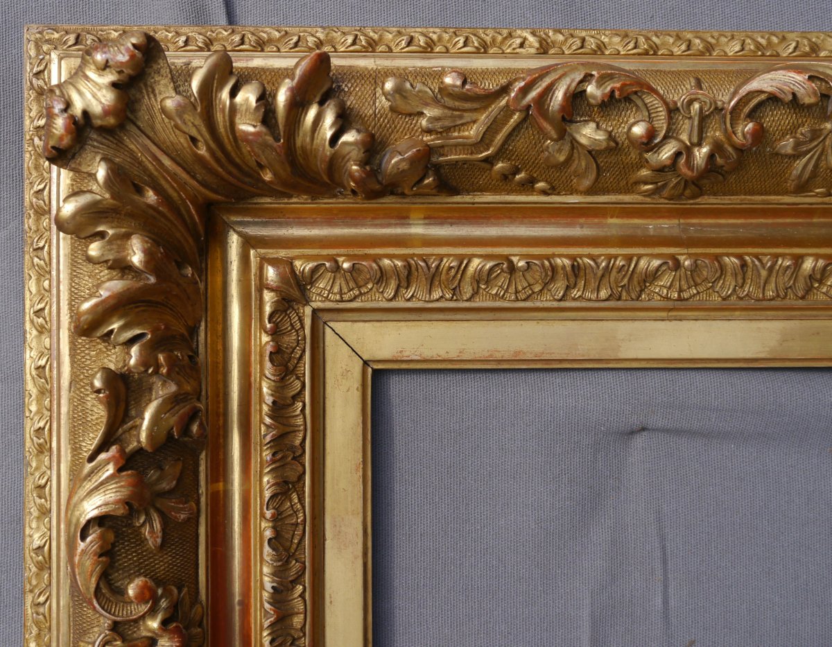 Beau large cadre dor&eacute; XIX &egrave; vue 23,6x18 cm (pour 2F)-photo-3
