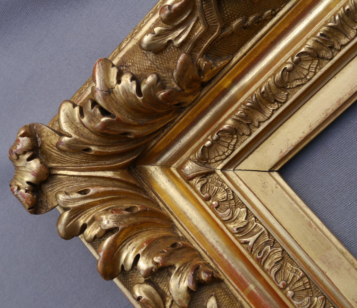 Beau large cadre dor&eacute; XIX &egrave; vue 23,6x18 cm (pour 2F)-photo-7