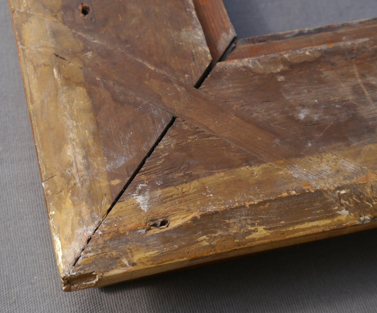 Beau cadre doré XIX è motifs canaux, vue 23,3x15,3 cm (pour 2P)-photo-4