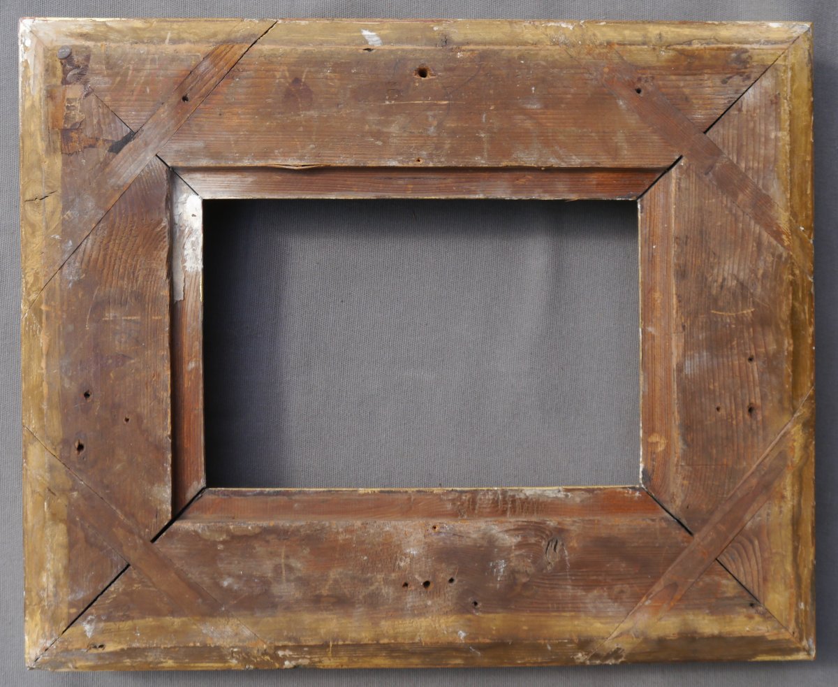 Beau cadre doré XIX è motifs canaux, vue 23,3x15,3 cm (pour 2P)-photo-5