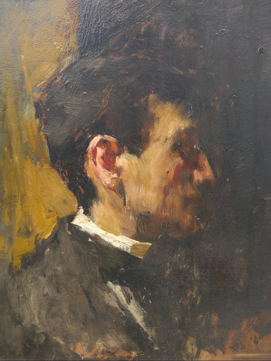 Auguste LEROUX (1871-1954). Autoportrait présumé du peintre.-photo-3