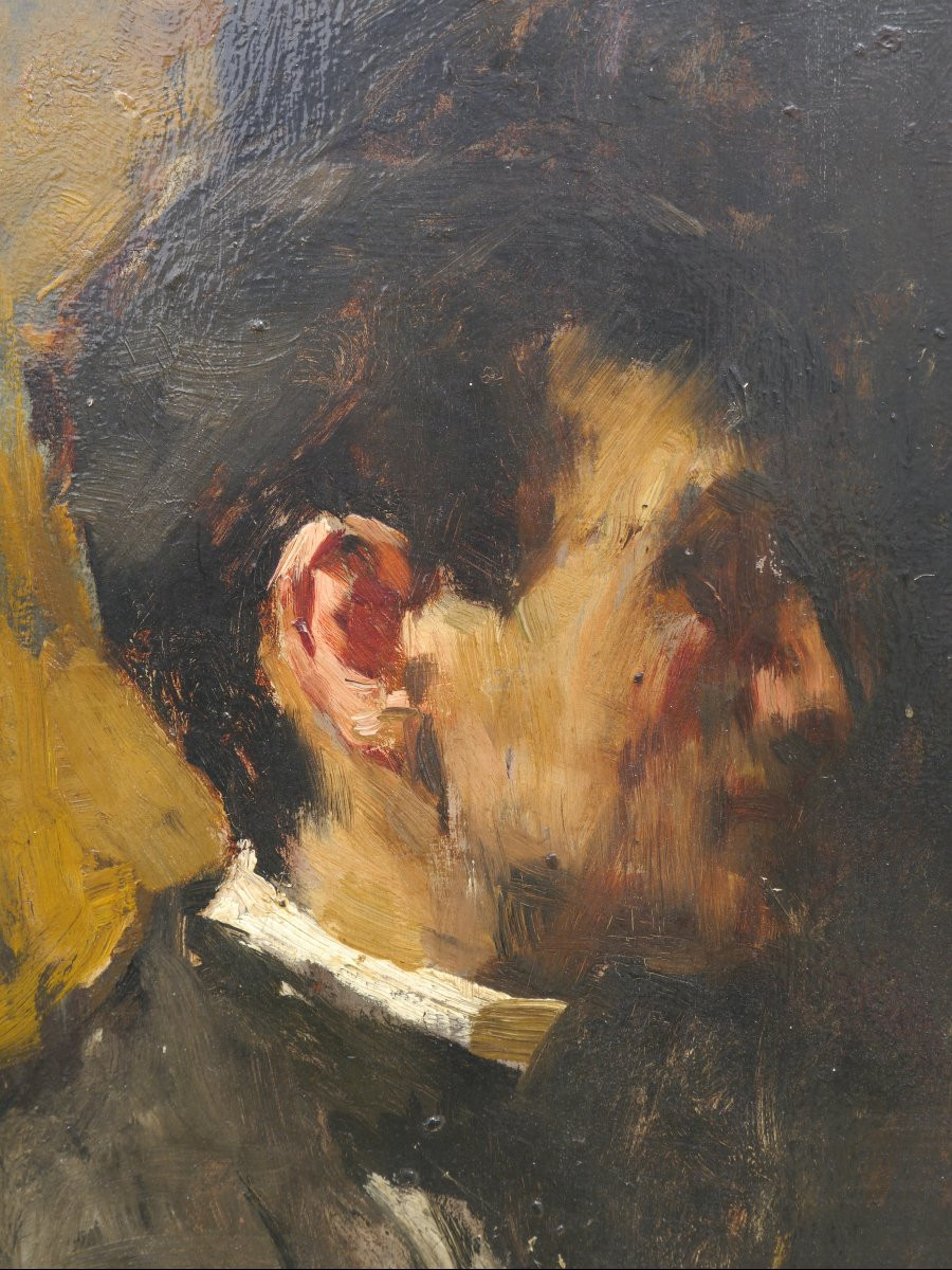 Auguste LEROUX (1871-1954). Autoportrait présumé du peintre.-photo-4