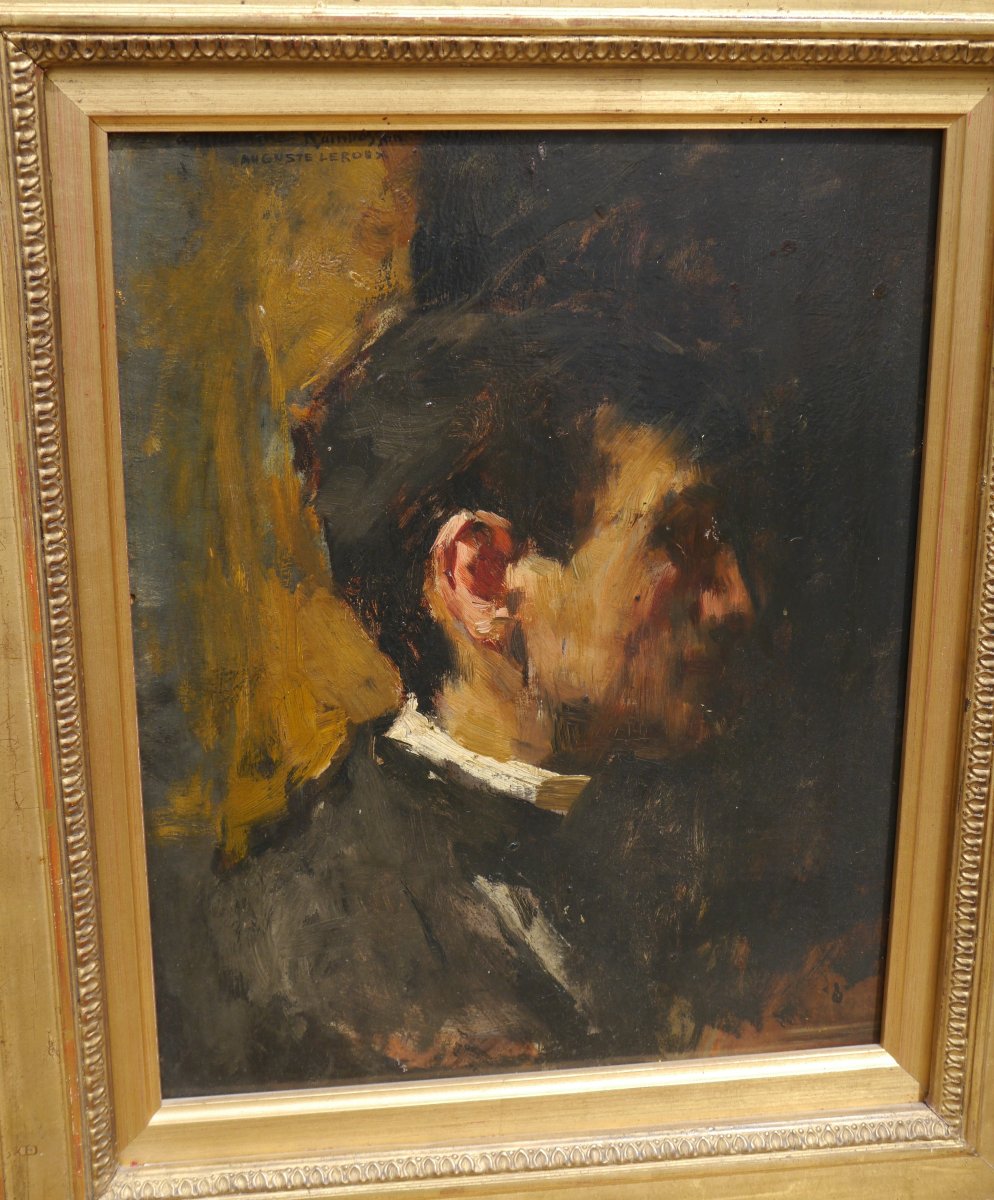 Auguste LEROUX (1871-1954). Autoportrait présumé du peintre.-photo-1