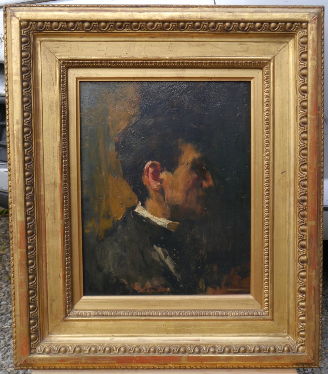 Auguste LEROUX (1871-1954). Autoportrait présumé du peintre.-photo-4
