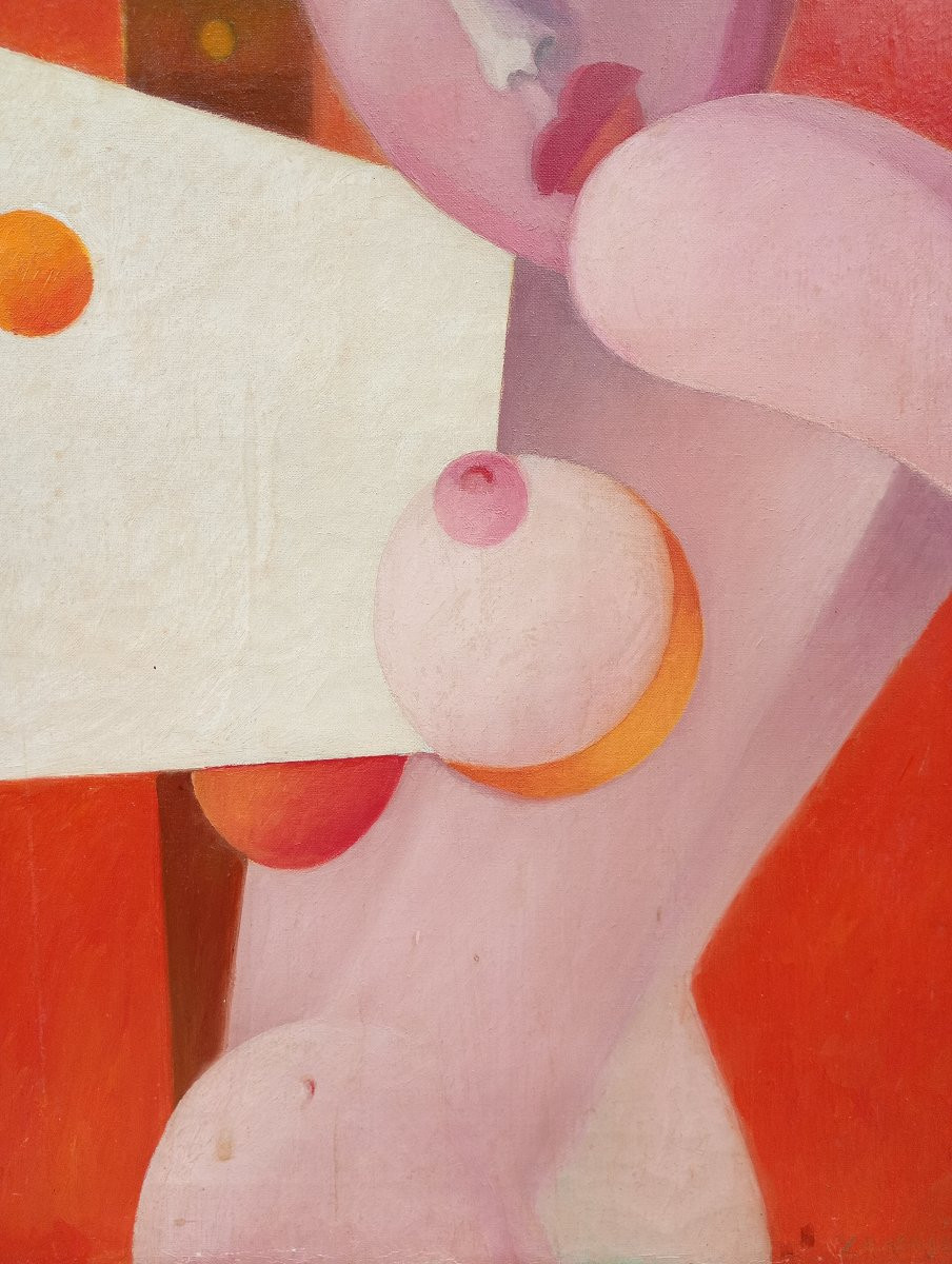 Nu géométrique 1978. Sergio ZANNI (né en 1942). Femme cubiste -photo-1