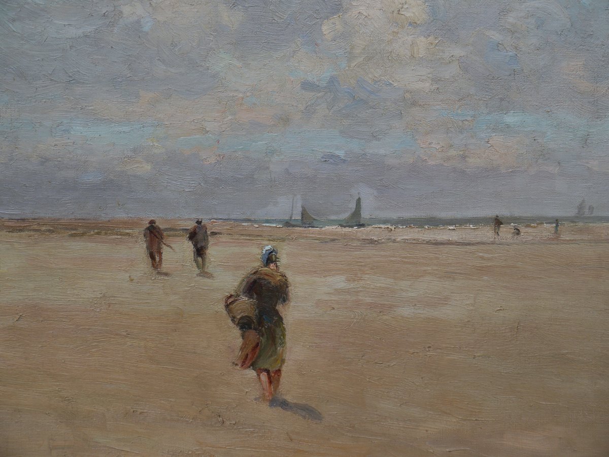 Berck Plage Shrimp Fishing, Henry Caron (1860-1941),abbeville-photo-3