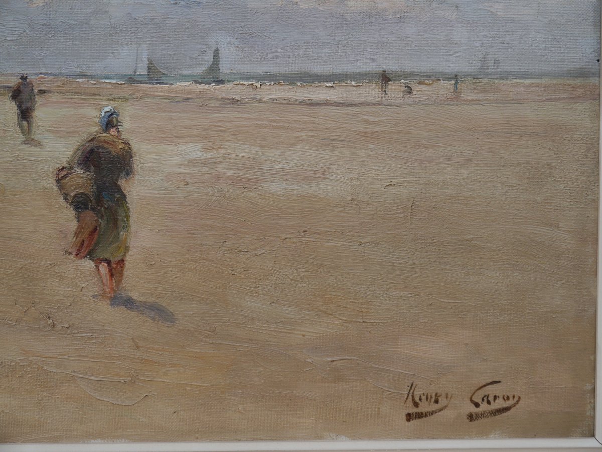 Berck Plage Shrimp Fishing, Henry Caron (1860-1941),abbeville-photo-2