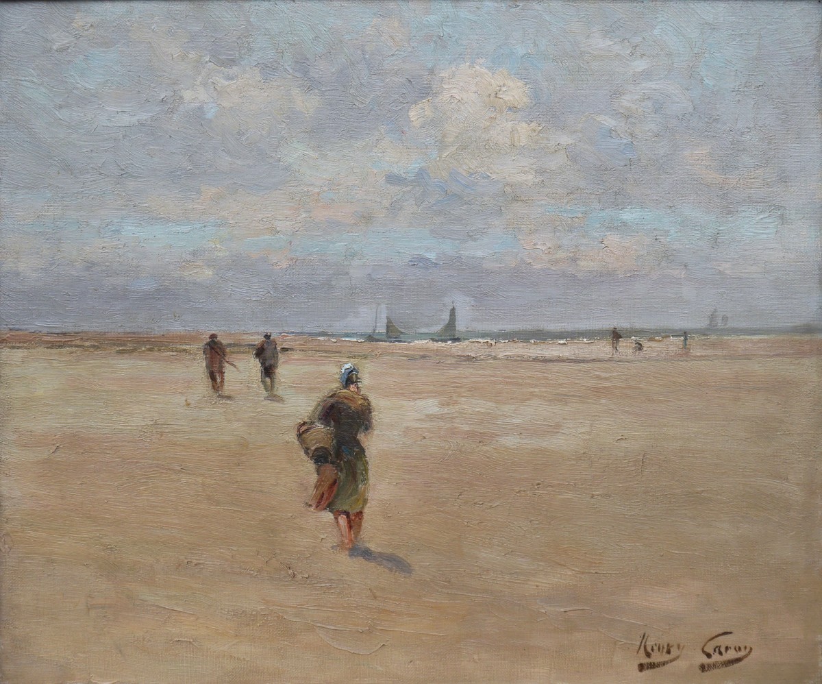 Berck Plage Shrimp Fishing, Henry Caron (1860-1941),abbeville