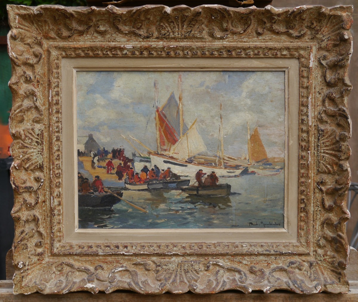 Paul MORCHAIN (1876-1939). Pêcheurs dans un port breton