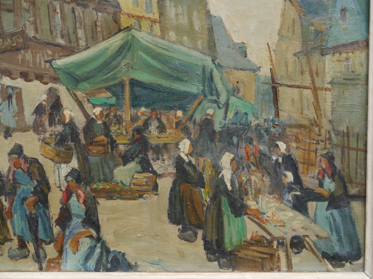 Marché à Pontivy en Bretagne par Forestier vers 1930/50-photo-1