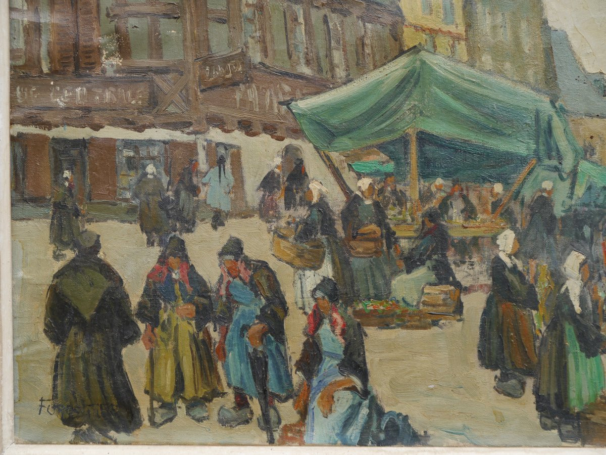 Marché à Pontivy en Bretagne par Forestier vers 1930/50-photo-2